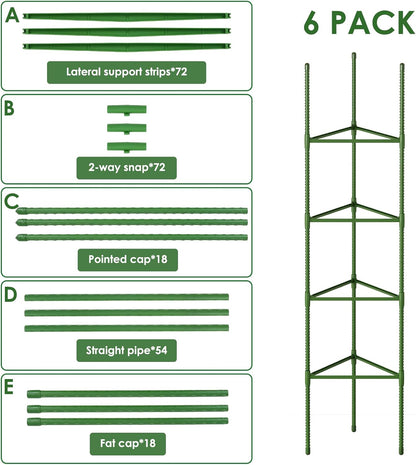 6 Pack Tomato Cage, 51.2 Inch Tall Adjustable Tomato Trellis
