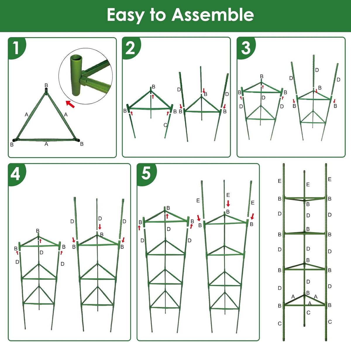 6 Pack Tomato Cage, 51.2 Inch Tall Adjustable Tomato Trellis