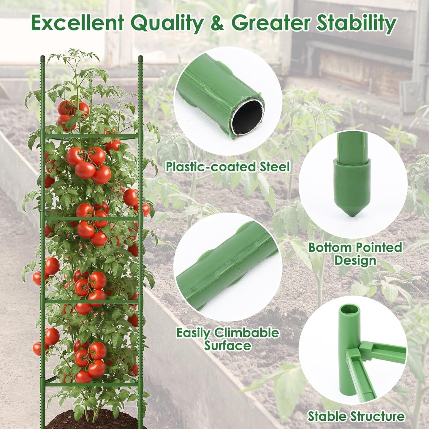 6 Pack Tomato Cage, 51.2 Inch Tall Adjustable Tomato Trellis