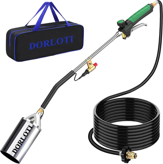 Propane Torch Weed Burner Kit, Blow Torch with 10FT Hose and Storage Bag, Heavy Duty Flame Weeder with Igniter for Weeding, Roofing and BBQ(Propane Tank Not Included)(33.9")
