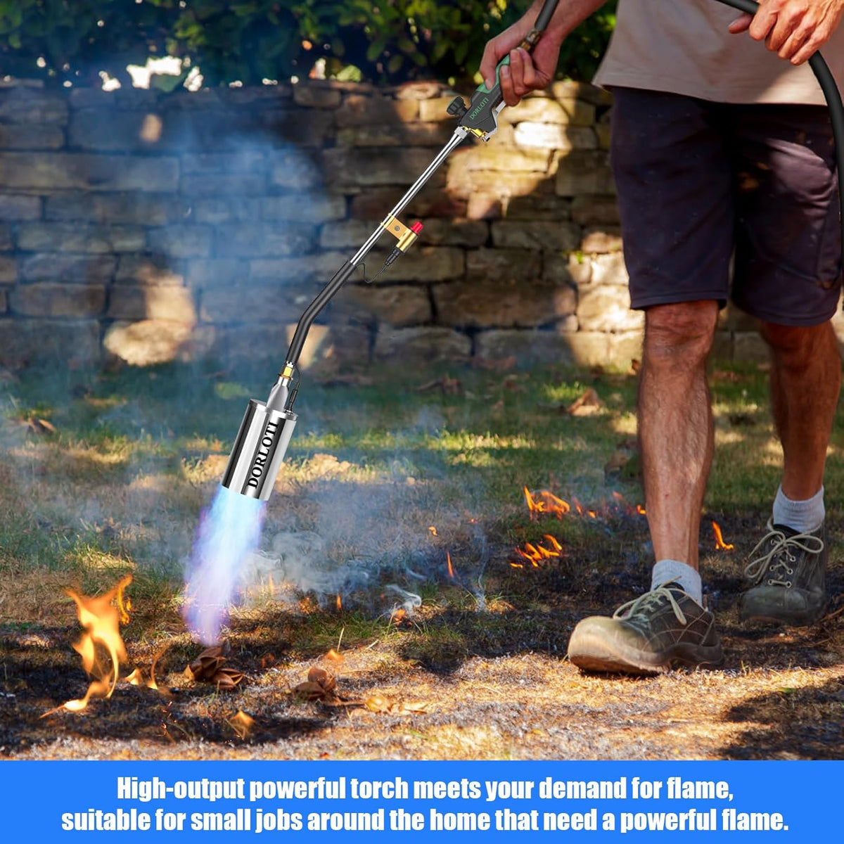 Propane Torch Weed Burner Kit, Blow Torch with 10FT Hose and Storage Bag, Heavy Duty Flame Weeder with Igniter for Weeding, Roofing and BBQ(Propane Tank Not Included)(33.9")