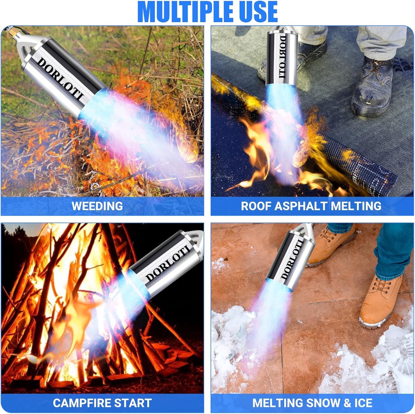 Propane Torch Weed Burner Kit, Blow Torch with 10FT Hose and Storage Bag, Heavy Duty Flame Weeder with Igniter for Weeding, Roofing and BBQ(Propane Tank Not Included)(33.9")