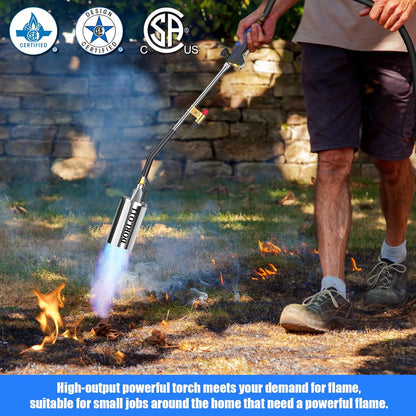 Propane Torch Weed Burner Kit, Blow Torch with 10FT Hose and Storage Bag, Heavy Duty Flame Weeder with Igniter for Weeding, Roofing and BBQ(Propane Tank Not Included)(33.9")