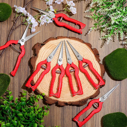 12 Pcs Needle Nose Pruner Bulk 8.3"" Extra Long Edge Stainless Steel Pruning Shears Hand Pruning Snips Fruit Trees Bonsai Garden Scissors Tool, Red, HIU- -1222