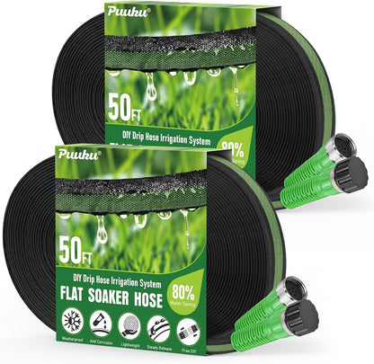 Flat Soaker Hose 100FT for Garden and Lawns