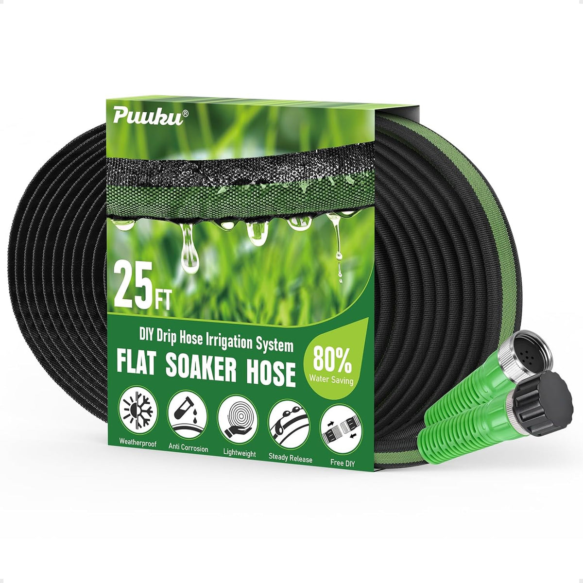 Flat Soaker Hose 100FT for Garden and Lawns