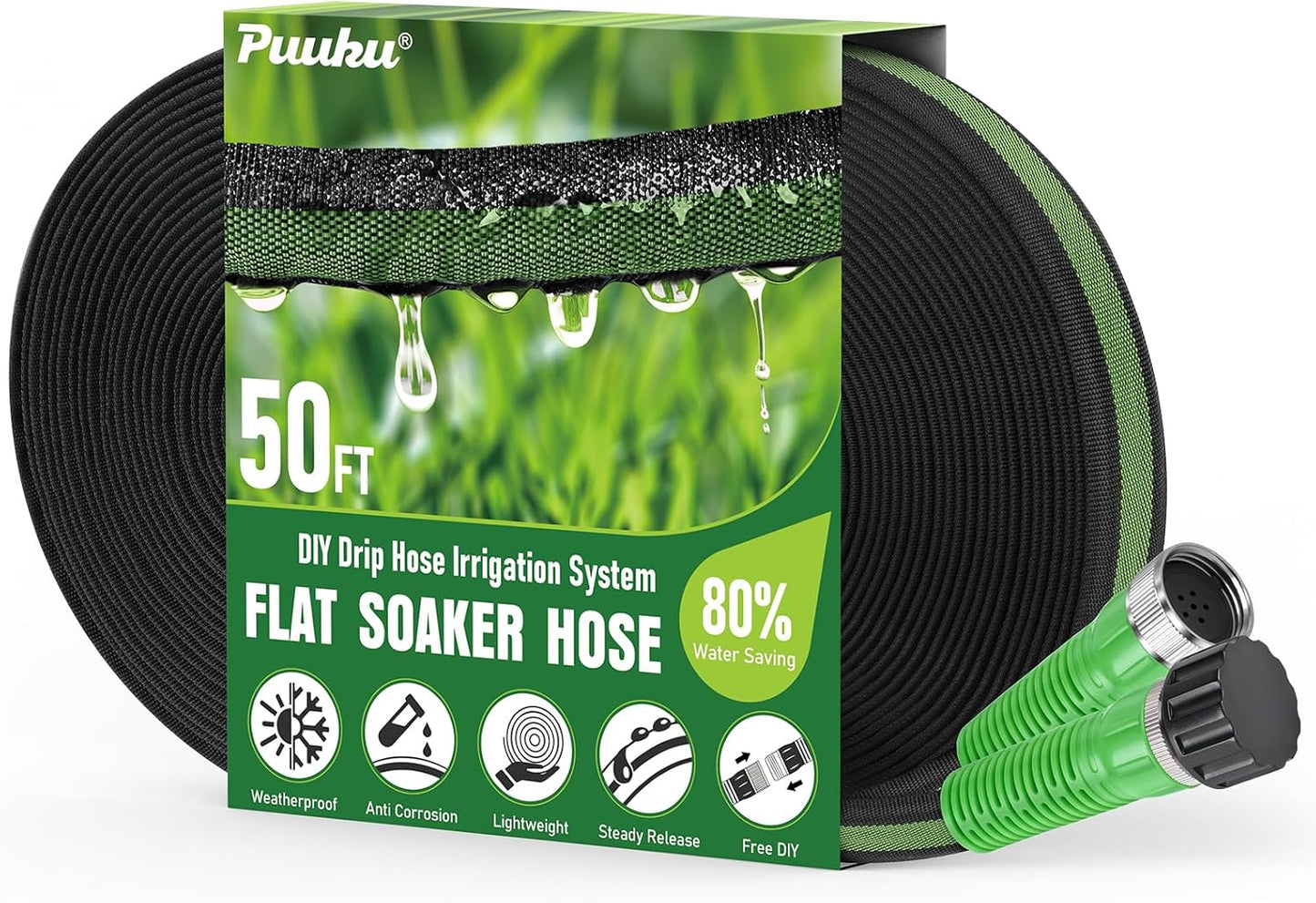Flat Soaker Hose 100FT for Garden and Lawns