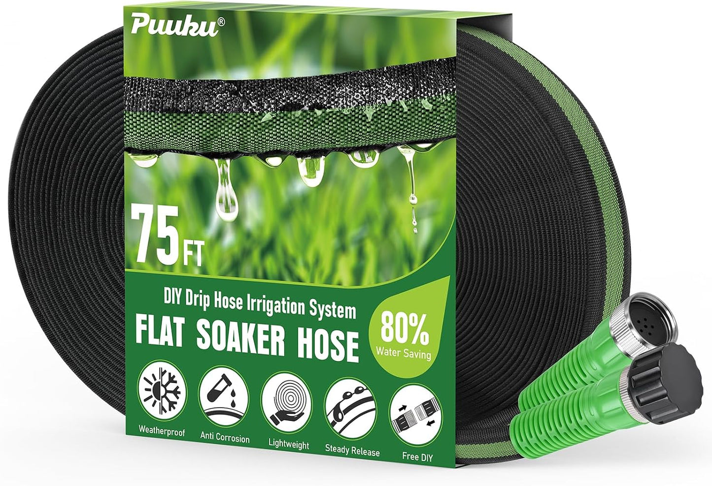 Flat Soaker Hose 100FT for Garden and Lawns