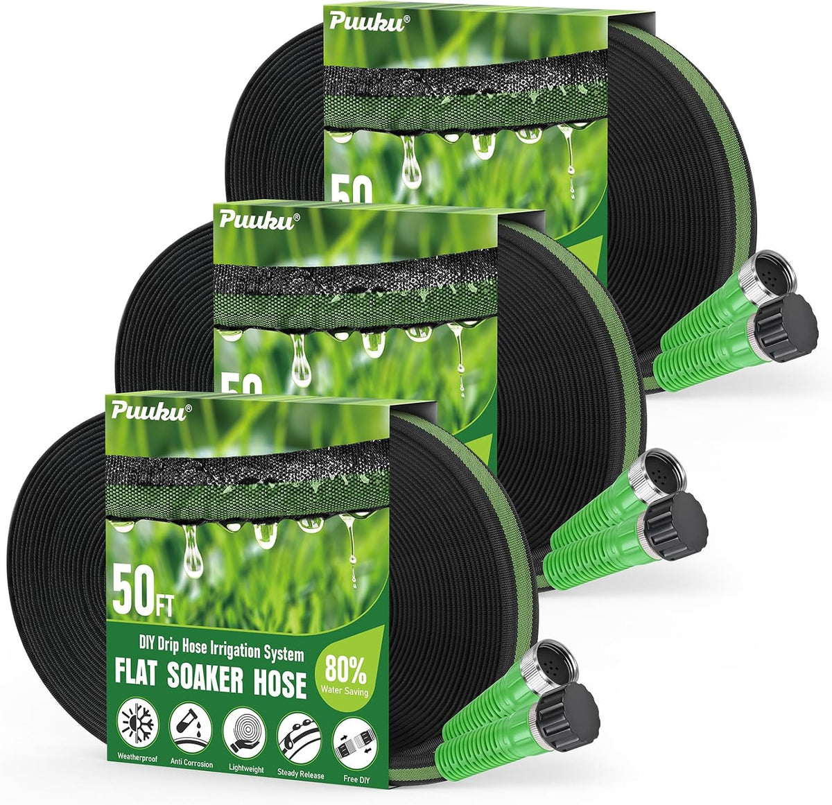 Flat Soaker Hose 100FT for Garden and Lawns