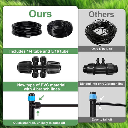 230FT Drip Irrigation System,Automatic Garden Watering System with 1/4" & 5/16" Tubing, Adjustable Spray Nozzles & Sprinklers for Garden, Greenhouse, Lawn, Potted Plants