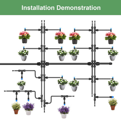 230FT Drip Irrigation System,Automatic Garden Watering System with 1/4" & 5/16" Tubing, Adjustable Spray Nozzles & Sprinklers for Garden, Greenhouse, Lawn, Potted Plants