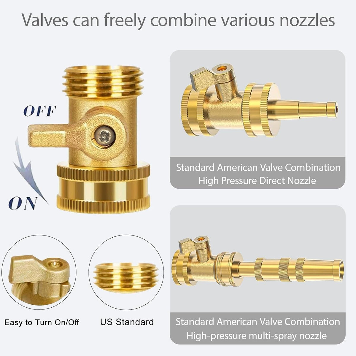 Heavy Duty Brass Hose Nozzle 3-Piece Set