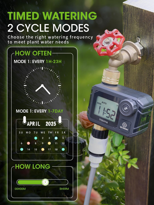 Water Timer for Garden Hose Faucet with Brass Inlet & Outlet
