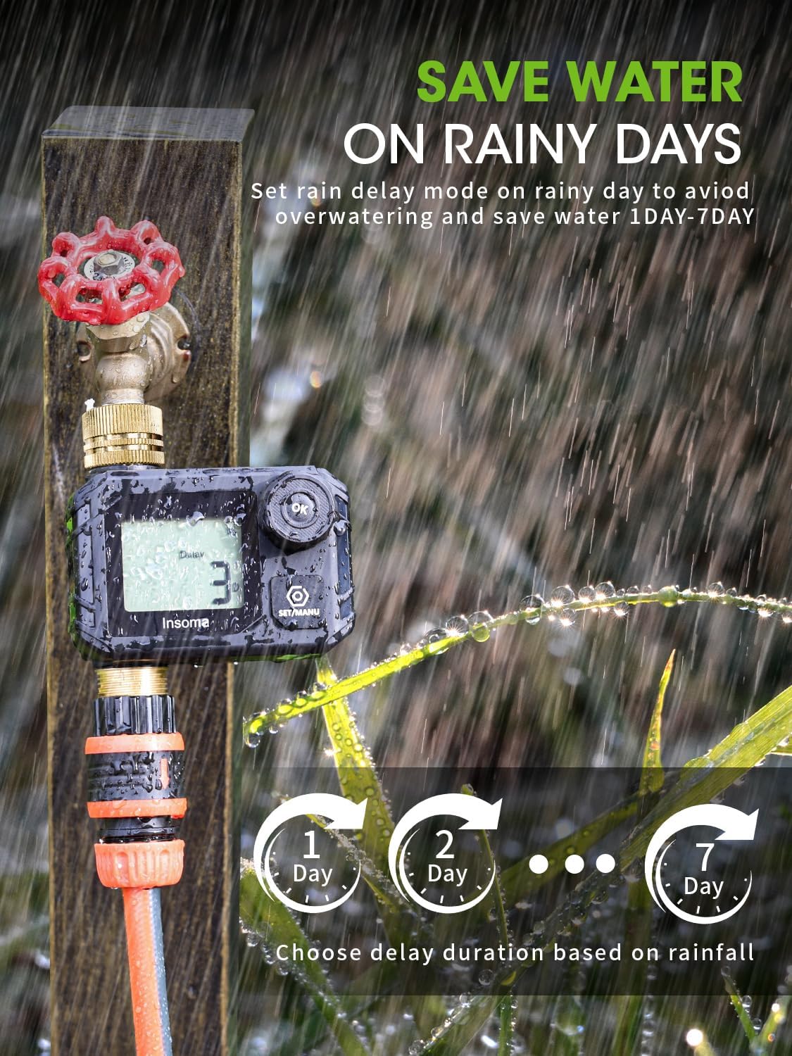 Water Timer for Garden Hose Faucet with Brass Inlet & Outlet