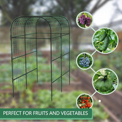Metal Garden Arch Trellis 7.3 FT, Cucumber & Melon Trellis for Raised Beds, u-Shape Plant Support with Plastic Connectors for Climbing Vegetables, Grapes & Roses, Black