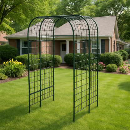 Metal Garden Arch Trellis 7.3 FT, Cucumber & Melon Trellis for Raised Beds, u-Shape Plant Support with Plastic Connectors for Climbing Vegetables, Grapes & Roses, Black