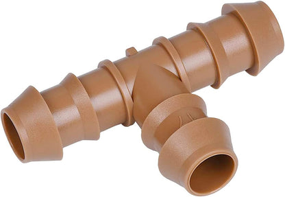 24P Drip Irrigation Fittings Kit for 1/2" Tubing (.600 ID), 17mm Parts- 6 Tees, 6 Couplings, 6 Elbows,6 End Cap Plugs- Barded Connectors for Rain Bird Pipe and Sprinkler Systems (24 Pieces Set)