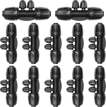 24P Drip Irrigation Fittings Kit for 1/2" Tubing (.600 ID), 17mm Parts- 6 Tees, 6 Couplings, 6 Elbows,6 End Cap Plugs- Barded Connectors for Rain Bird Pipe and Sprinkler Systems (24 Pieces Set)