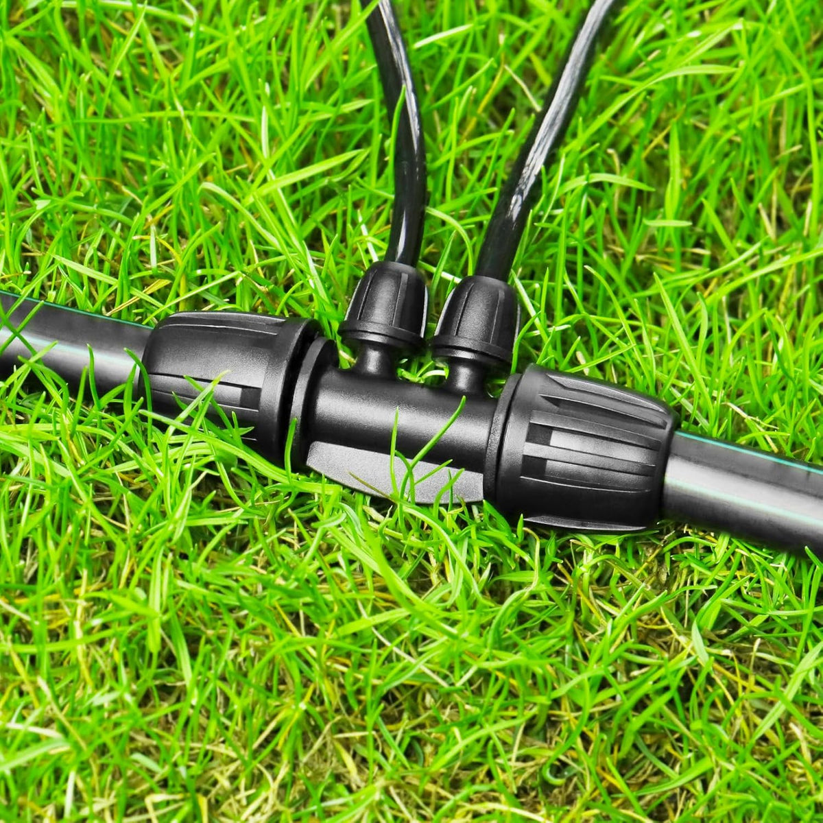 24P Drip Irrigation Fittings Kit for 1/2" Tubing (.600 ID), 17mm Parts- 6 Tees, 6 Couplings, 6 Elbows,6 End Cap Plugs- Barded Connectors for Rain Bird Pipe and Sprinkler Systems (24 Pieces Set)