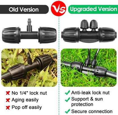 24P Drip Irrigation Fittings Kit for 1/2" Tubing (.600 ID), 17mm Parts- 6 Tees, 6 Couplings, 6 Elbows,6 End Cap Plugs- Barded Connectors for Rain Bird Pipe and Sprinkler Systems (24 Pieces Set)