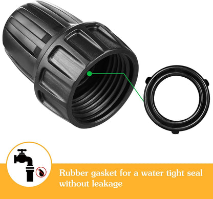 24P Drip Irrigation Fittings Kit for 1/2" Tubing (.600 ID), 17mm Parts- 6 Tees, 6 Couplings, 6 Elbows,6 End Cap Plugs- Barded Connectors for Rain Bird Pipe and Sprinkler Systems (24 Pieces Set)
