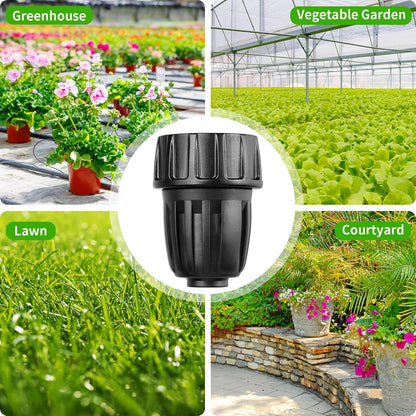24P Drip Irrigation Fittings Kit for 1/2" Tubing (.600 ID), 17mm Parts- 6 Tees, 6 Couplings, 6 Elbows,6 End Cap Plugs- Barded Connectors for Rain Bird Pipe and Sprinkler Systems (24 Pieces Set)
