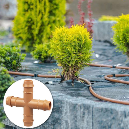 24P Drip Irrigation Fittings Kit for 1/2" Tubing (.600 ID), 17mm Parts- 6 Tees, 6 Couplings, 6 Elbows,6 End Cap Plugs- Barded Connectors for Rain Bird Pipe and Sprinkler Systems (24 Pieces Set)