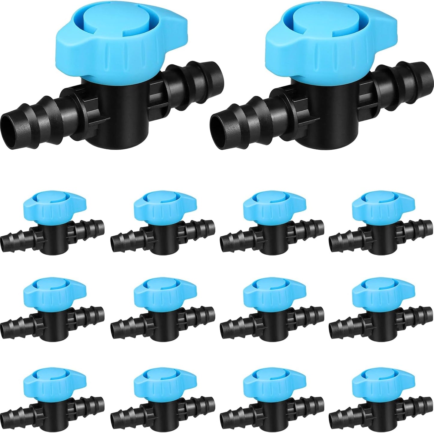 24P Drip Irrigation Fittings Kit for 1/2" Tubing (.600 ID), 17mm Parts- 6 Tees, 6 Couplings, 6 Elbows,6 End Cap Plugs- Barded Connectors for Rain Bird Pipe and Sprinkler Systems (24 Pieces Set)