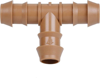 24P Drip Irrigation Fittings Kit for 1/2" Tubing (.600 ID), 17mm Parts- 6 Tees, 6 Couplings, 6 Elbows,6 End Cap Plugs- Barded Connectors for Rain Bird Pipe and Sprinkler Systems (24 Pieces Set)