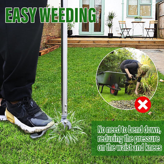Weed Puller Tool, Stand Up Heavy Duty Weed Remover with 3-Claw Steel Head, 45.6" Long Handle, Root Removal Weeding Tool for Garden Lawn Yard, No Bending or Kneeling