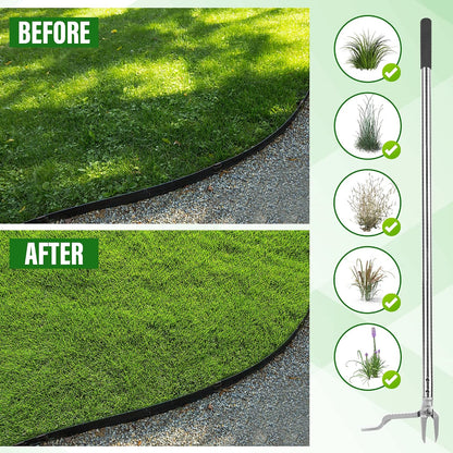 Weed Puller Tool, Stand Up Heavy Duty Weed Remover with 3-Claw Steel Head, 45.6" Long Handle, Root Removal Weeding Tool for Garden Lawn Yard, No Bending or Kneeling