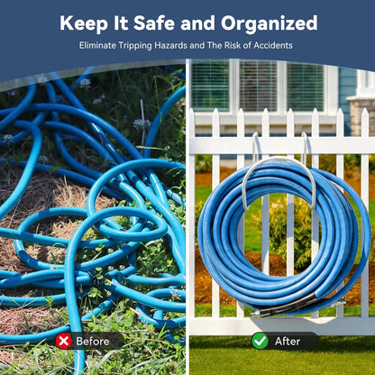 Heavy Duty Garden Hose Holder for Fence, Fits 2" Railings, White