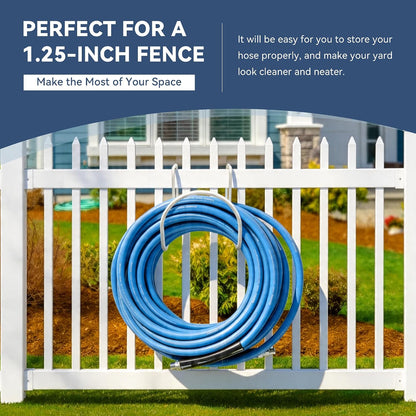 Heavy Duty Garden Hose Holder for Fence, Fits 2" Railings, White