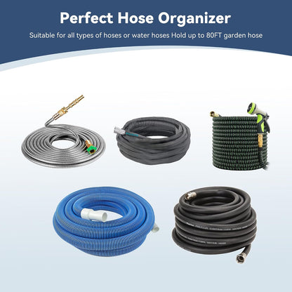 Heavy Duty Garden Hose Holder for Fence, Fits 2" Railings, White