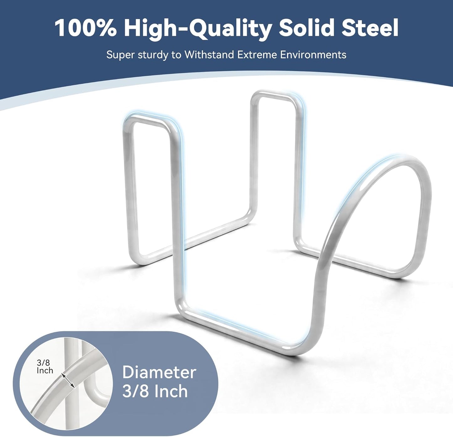 Heavy Duty Garden Hose Holder for Fence, Fits 2" Railings, White