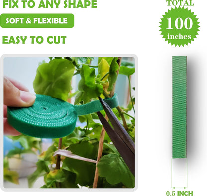 Green Garden Ties|Plant Ties for Climbing Plants 100 feet x1/2‘’in 3 Rolls|Plant Supports for Effective Growing Strong |Green-Recycled Plastic Garden Twine & Twist Ties for Tomato Stakes