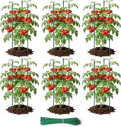 6 Pack 48in Adjustable Metal Tomato Cages for Garden