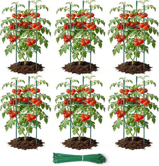 6 Pack 48in Adjustable Metal Tomato Cages for Garden