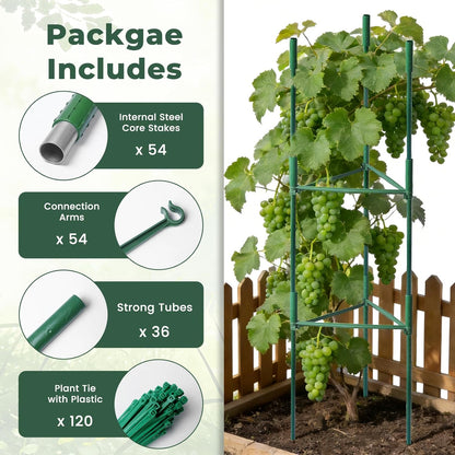 6 Pack 48in Adjustable Metal Tomato Cages for Garden