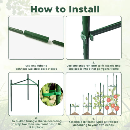 6 Pack 48in Adjustable Metal Tomato Cages for Garden