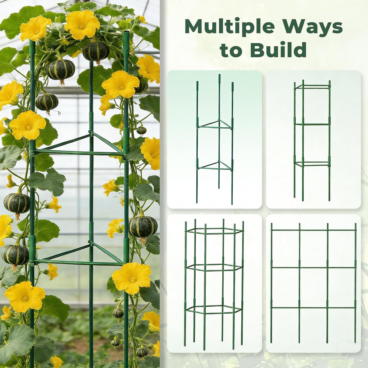 6 Pack 48in Adjustable Metal Tomato Cages for Garden