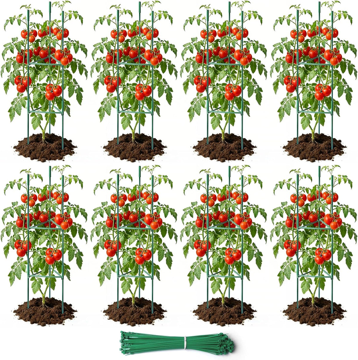 6 Pack 48in Adjustable Metal Tomato Cages for Garden