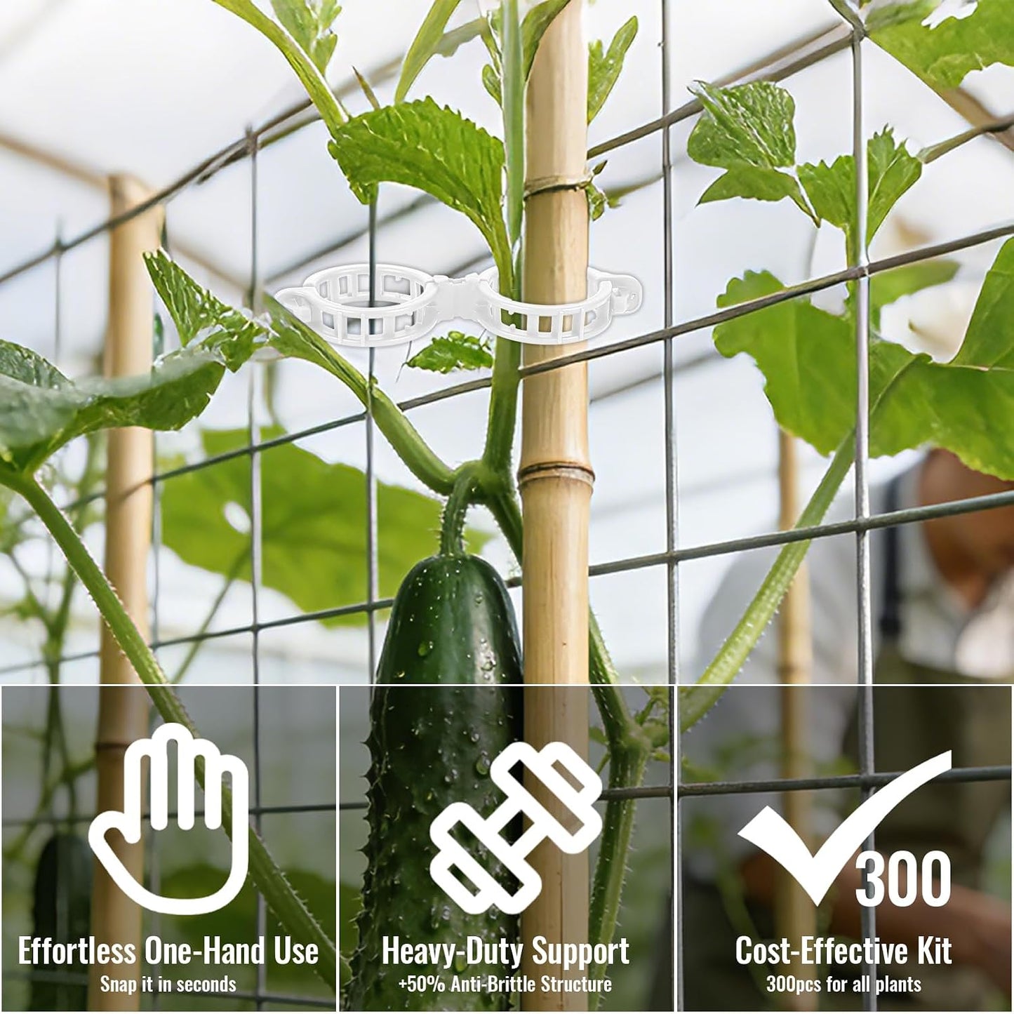300Pcs Thickened Tomato Clips, Plant Support Clips Plastic Trellis Clips