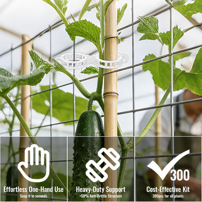 300Pcs Thickened Tomato Clips, Plant Support Clips Plastic Trellis Clips