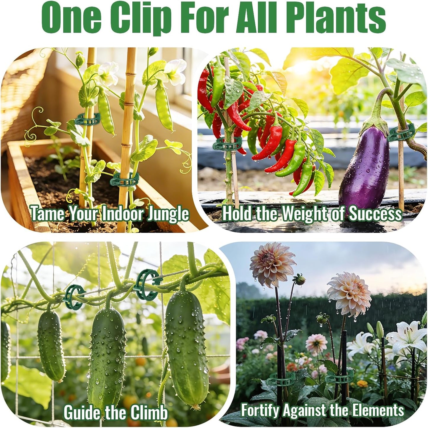 300Pcs Thickened Tomato Clips, Plant Support Clips Plastic Trellis Clips