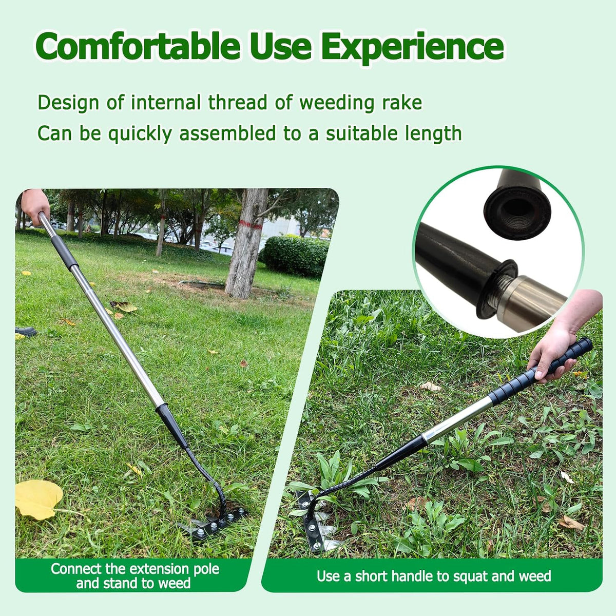 Forged Iron Weeding Rake, Gardenia 2.0 Iron Weed Rake with Long Handle