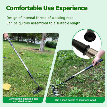 Forged Iron Weeding Rake, Gardenia 2.0 Iron Weed Rake with Long Handle