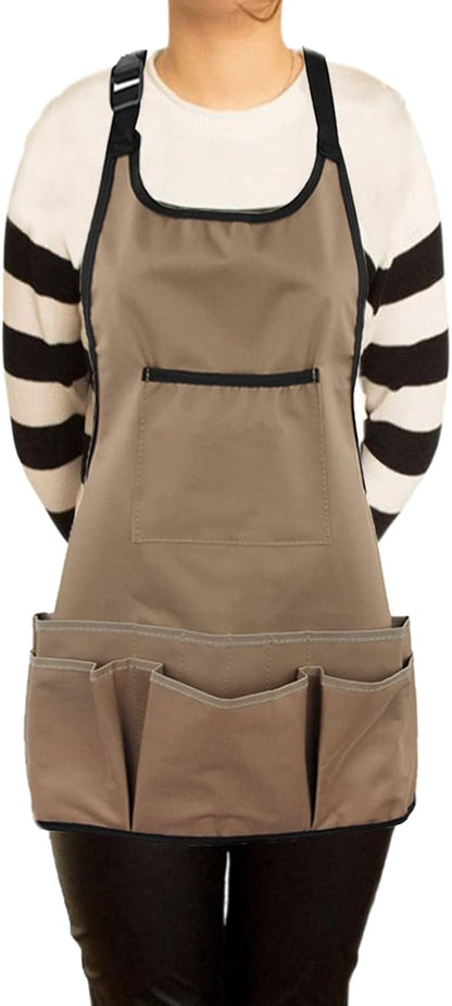 Gardening Apron with Large Pockets for Women, 14 Pockets Waterproof Tool Apron, Work Apron Heavy Duty, Size M to XL