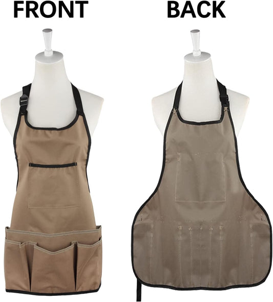 Gardening Apron with Large Pockets for Women, 14 Pockets Waterproof Tool Apron, Work Apron Heavy Duty, Size M to XL