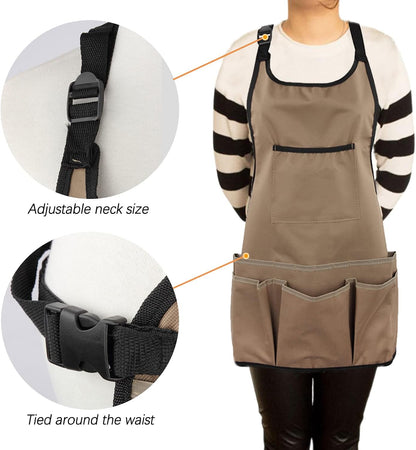 Gardening Apron with Large Pockets for Women, 14 Pockets Waterproof Tool Apron, Work Apron Heavy Duty, Size M to XL